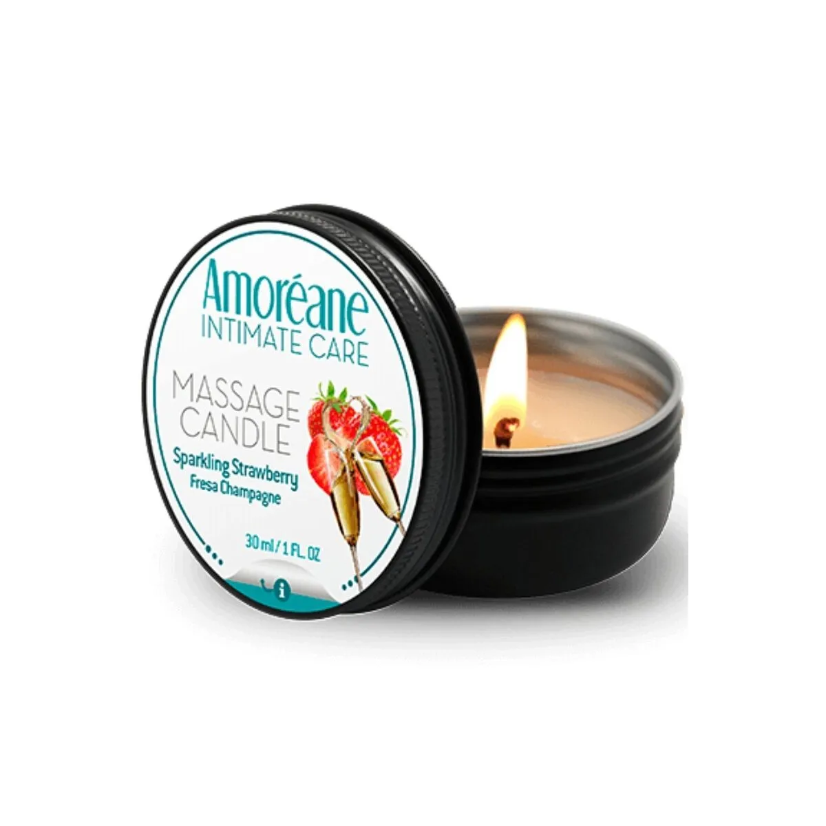 Massagekerze Erdbeer-Champagner 30 ml von Amoreane | Fesselliebe.de