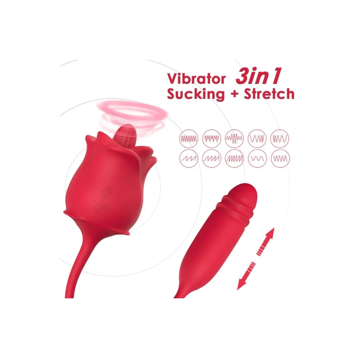 3-In-1 Rosa, Stimulator, Saug- und Up&Down-Funktion mit Rotem Schwanz von Armony Stimulators | Fesselliebe.de