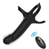 Dildo mit Ring & Vibrator mit Fernbedienung Schwarz von Armony For Him | Fesselliebe.de