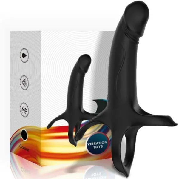 Dildo mit Ring & Vibrator Schwarz von Armony For Him | Fesselliebe.de