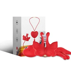 Magnetische Nippelklemmen mit Vibration Schmetterlingsform Rot von Armony Stimulators | Fesselliebe.de