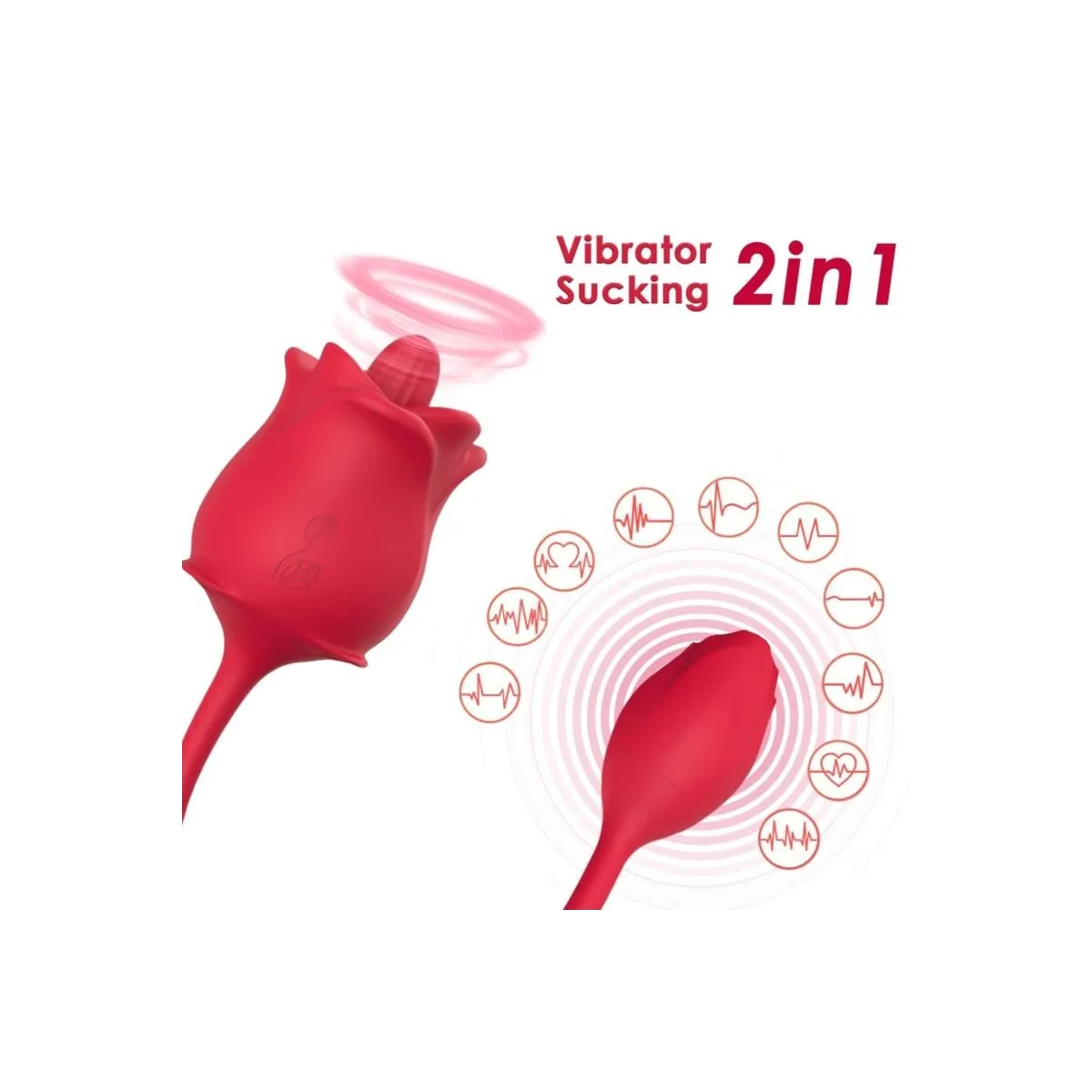 Rosa 2-In-1-Saugstimulator & Vibrator 10 Modi mit Rotem Schwanz von Armony Stimulators | Fesselliebe.de