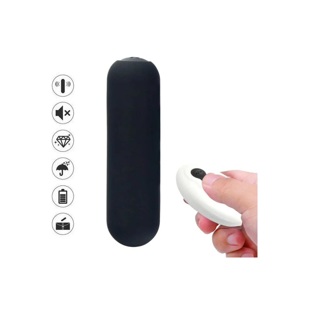 Splash Joie Vibrator Bullet Silikon mit Fernbedienung 10 Vibrationen 75 X 19 cm Schwarz von Armony Stimulators | Fesselliebe.de