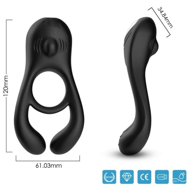 Veyron Doppelvibrator-Ringspielzeug für Paare Schwarz von Armony For Him | Fesselliebe.de