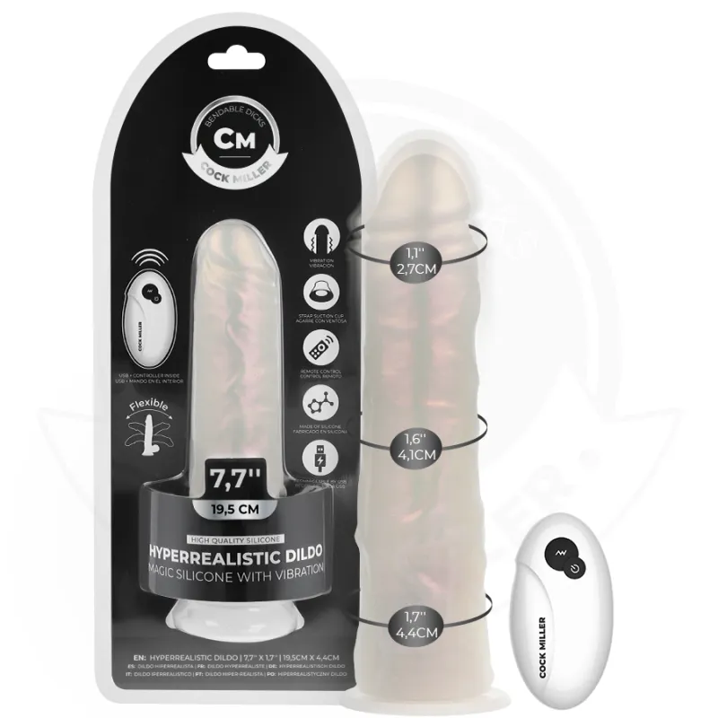 Dildo mit Saugnäpfen, Lichtern und Vibration mit Fernbedienung Weiss 19,5 cm von Cock Miller | Fesselliebe.de