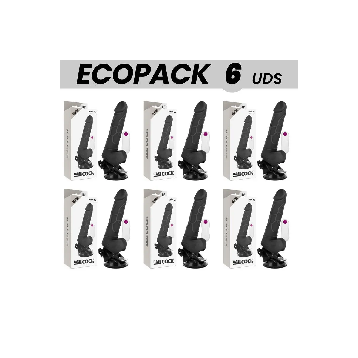 Basecock Realistischer Vibrator mit Fernbedienung Schwarz mit Hoden 19,5 cm -O- 4 cm von Basecock | Fesselliebe.de