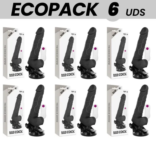 Basecock Realistischer Vibrator mit Fernbedienung Schwarz mit Hoden 19,5 cm -O- 4 cm von Basecock | Fesselliebe.de