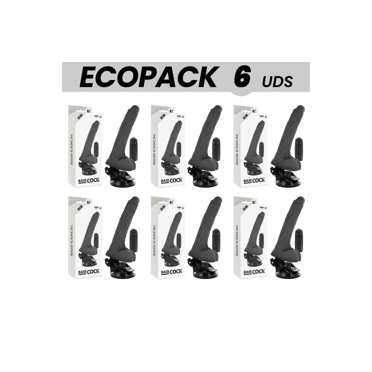 Basecock Realistischer Vibrator mit Fernbedienung Schwarz mit Hoden 20 cm -O- 4 cm von Basecock | Fesselliebe.de