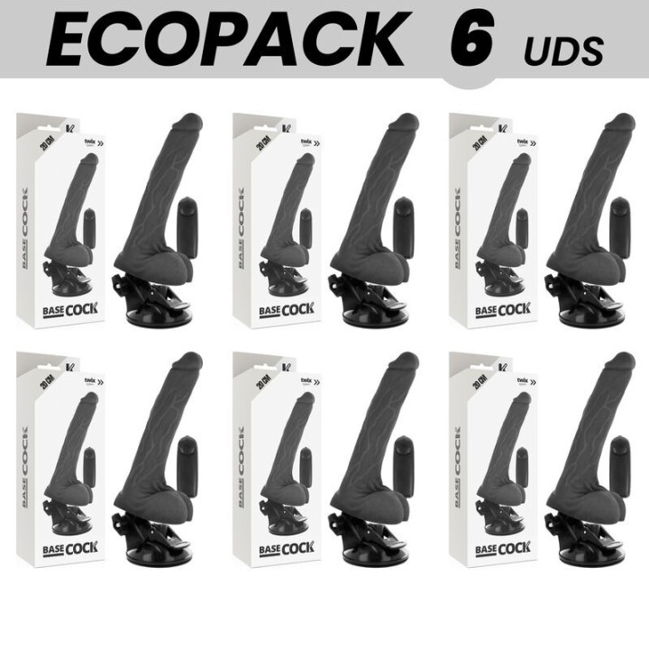 Basecock Realistischer Vibrator mit Fernbedienung Schwarz mit Hoden 20 cm -O- 4 cm von Basecock | Fesselliebe.de