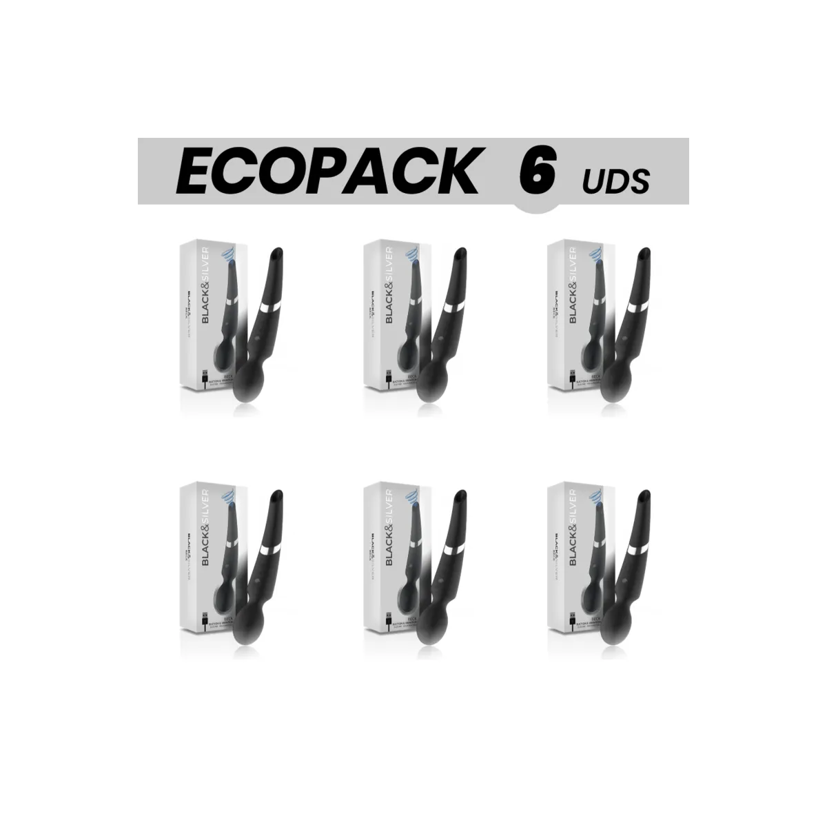 Schwarz-Silberner Beck-Stab und Saugnapf 2 In 1 Silikon von Black&Silver | Fesselliebe.de