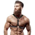 Brustharness aus Ökoleder mit Doppelter Unterstützung und Nieten für Männer von Fetish Submissive Attitude
