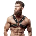 Brustharness aus Ökoleder mit Nieten für Herren von Fetish Submissive Attitude