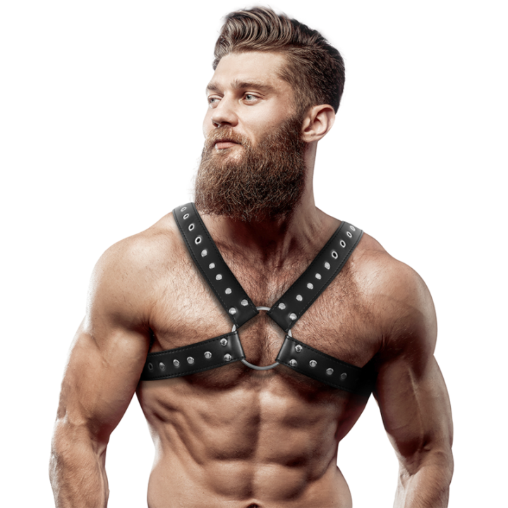 Brustharness aus Ökoleder mit Nieten für Herren von Fetish Submissive Attitude | Fesselliebe.de