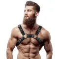 Verstellbarer Brust-Bulldog-Harness aus Ökoleder für Herren von Fetish Submissive Attitude