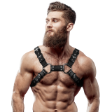 Verstellbarer Brust-Bulldog-Harness aus Ökoleder für Herren von Fetish Submissive Attitude | Fesselliebe.de