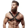 Verstellbarer Bulldog-Brustharness aus Ökoleder für Herren von Fetish Submissive Attitude