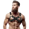 Verstellbarer Neopren-Brustgurt mit Cross-Over-Bulldog-Reissverschluss für Männer von Fetish Submissive Attitude
