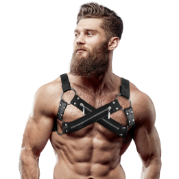 Verstellbarer Neopren-Brustgurt mit Cross-Over-Bulldog-Reissverschluss für Männer von Fetish Submissive Attitude | Fesselliebe.de