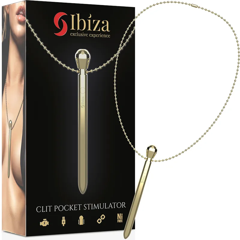 Clit Pocket Stimulator Halskette Usb-Ladegert 12 Vibrationsmodi Golden 12,2 X 1,5 von Ibiza | Fesselliebe.de