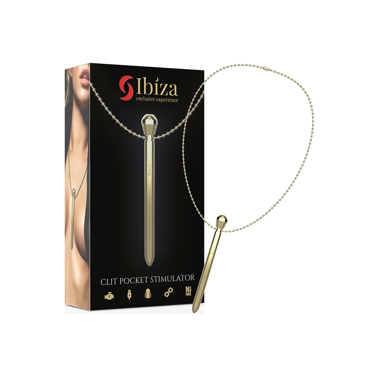 Clit Pocket Stimulator Halskette Usb-Ladegert 12 Vibrationsmodi Golden 12,2 X 1,5 von Ibiza | Fesselliebe.de