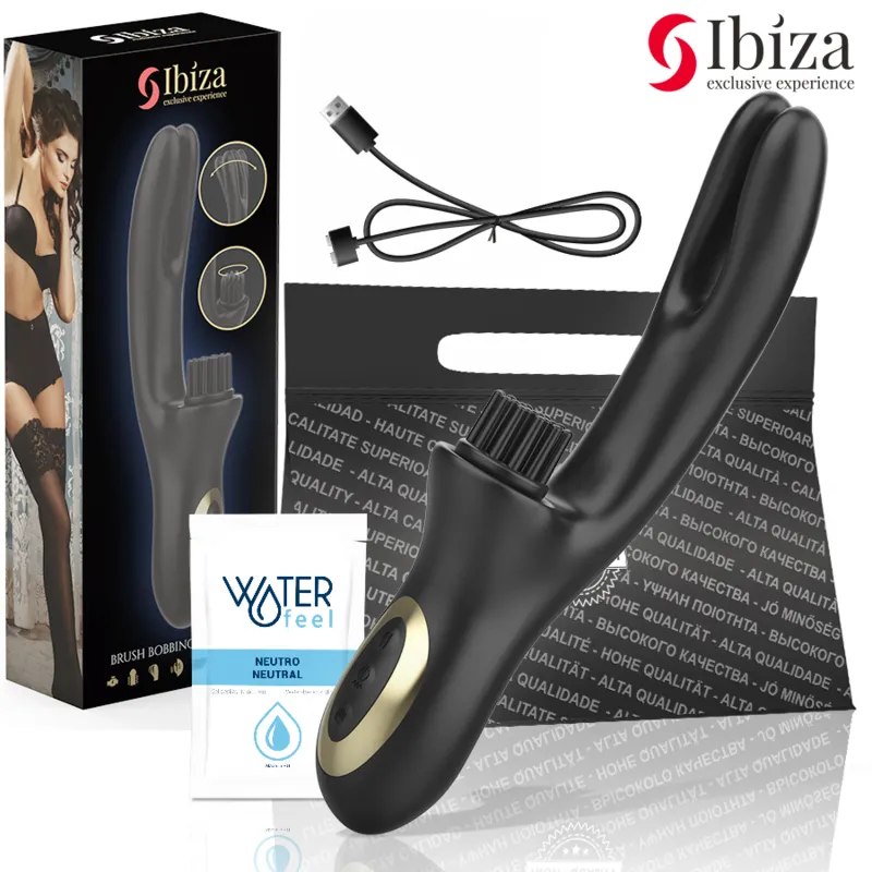 Hi-Tech Rabitt Brushing Mehrzellen-Klitorial- und Doppelwellenvibrator von Ibiza | Fesselliebe.de
