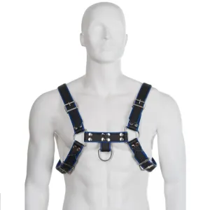 Blau-Schwarz Ledergeschirr Brust Bulldog von Leather Body | Fesselliebe.de