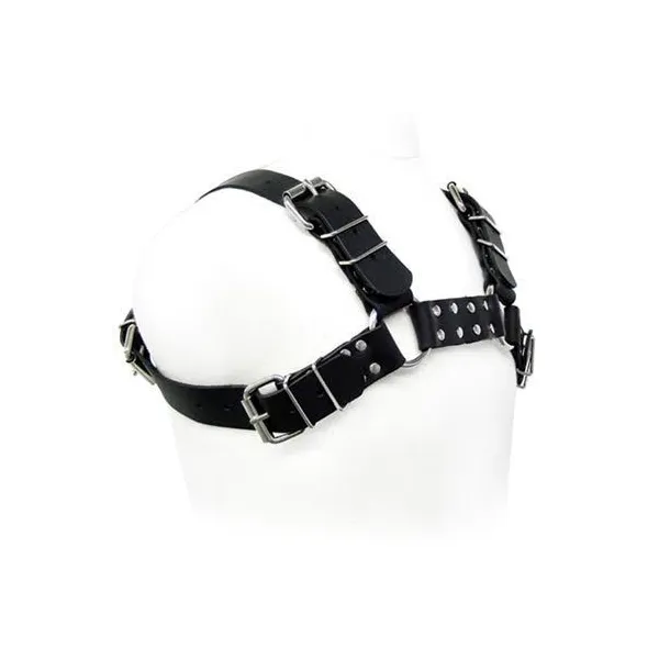 Schwarzes Bulldog-Geschirr von Leather Body | Fesselliebe.de