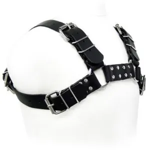 Schwarzes Bulldog-Geschirr von Leather Body | Fesselliebe.de