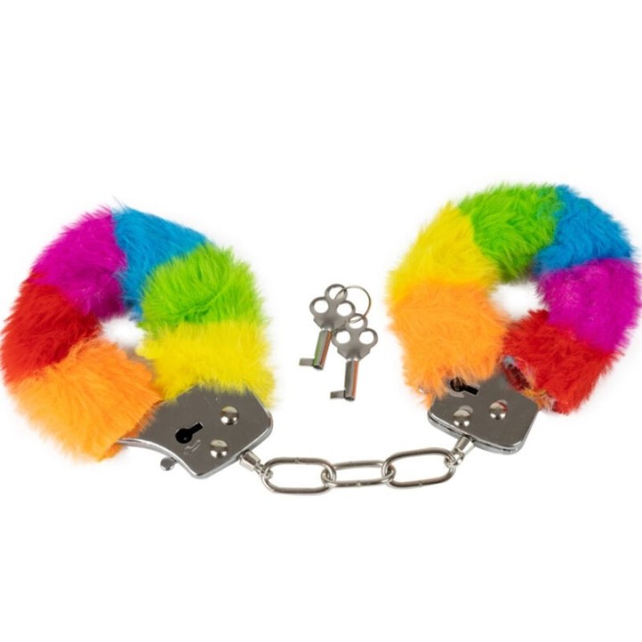 Handschellen aus Metall mit Regenbogengefüttert von Spencer & Fletwood | Fesselliebe.de