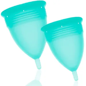 Fda Silikon-Menstrualcup Packungsgrösse S + L Aquamarine von Stercup | Fesselliebe.de