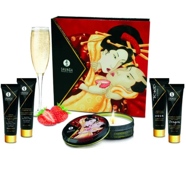 Geheimes Geisha-Erdbeer- und Cava-Kit von Shunga Kits | Fesselliebe.de