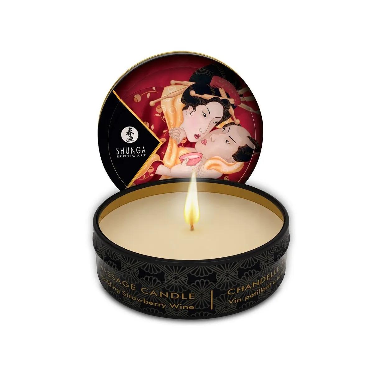 Mini Caress By Candelight Erdbeere und Cava Massagekerze 30 ml von Shunga Candles | Fesselliebe.de