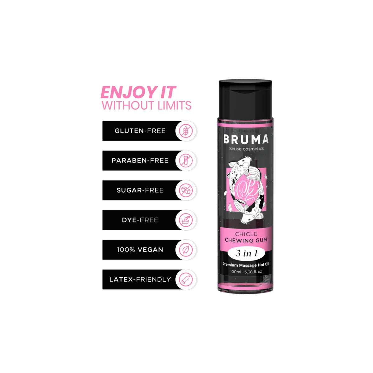 Premium-Massageöl mit Wärmeeffekt, Gum-Geschmack 3 In 1 - 100 ml von Bruma | Fesselliebe.de