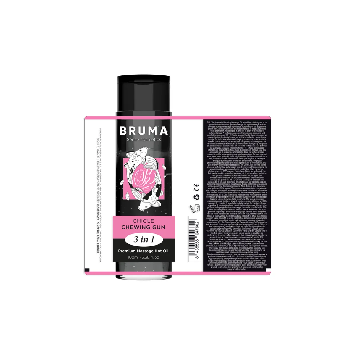 Premium-Massageöl mit Wärmeeffekt, Gum-Geschmack 3 In 1 - 100 ml von Bruma | Fesselliebe.de