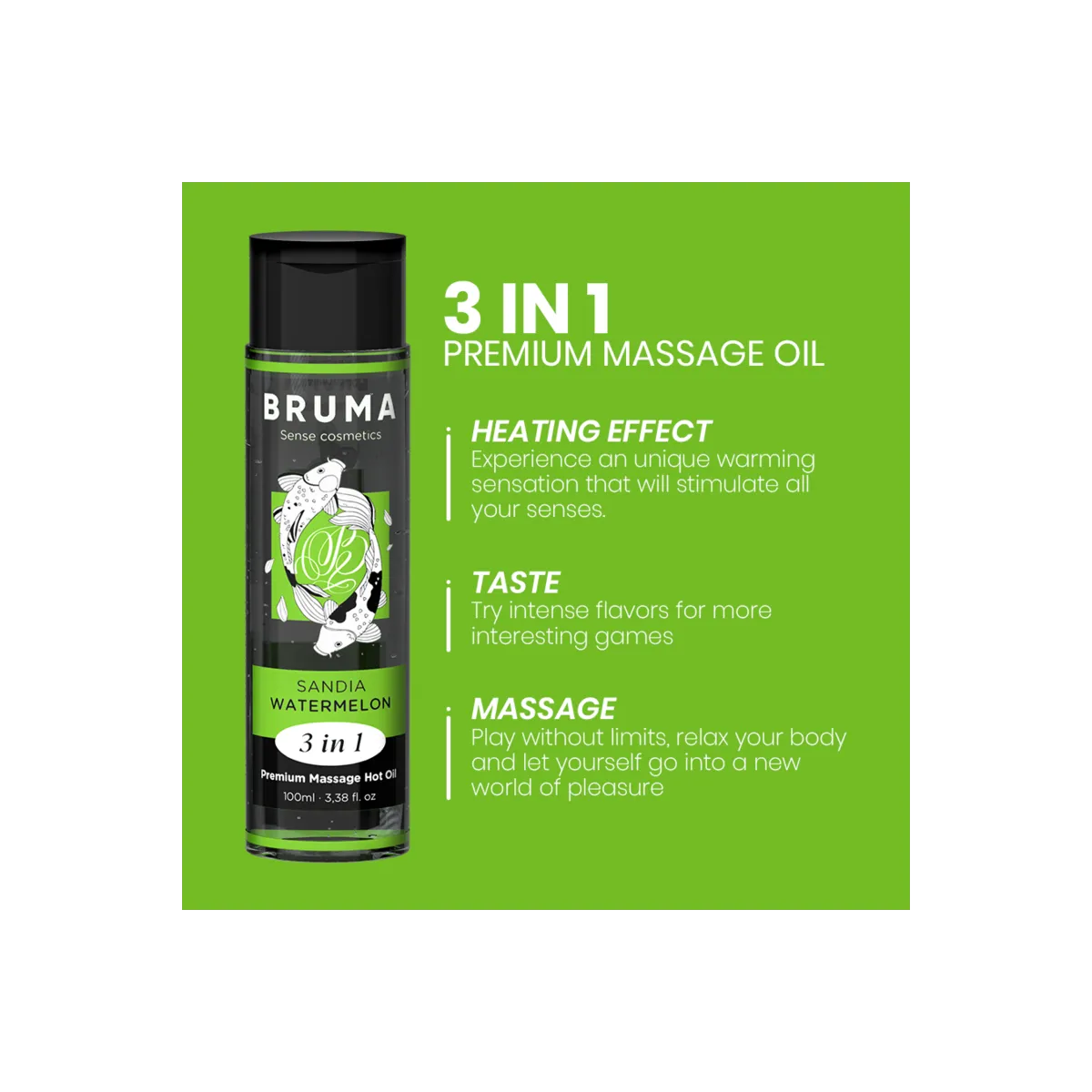 Premium-Massageöl mit Wärmeeffekt, Wassermelone-Geschmack 3 In 1 - 100 ml von Bruma | Fesselliebe.de