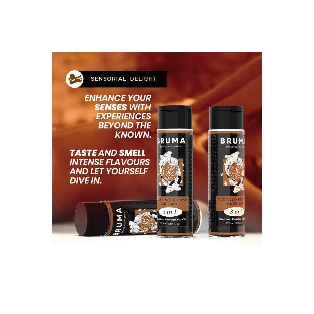 Premium-Massageöl mit Wärmeeffekt, Cupcake-Geschmack 3 In 1 - 100 ml von Bruma | Fesselliebe.de