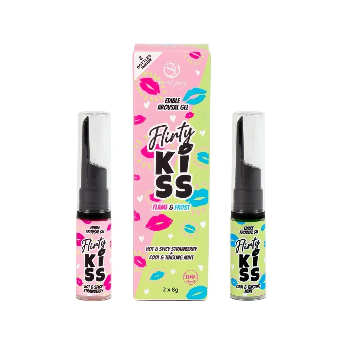 Flirty Kiss Gels mit Oralen Sex-Effekten Erdbeere & Minze 2 X 8 Gr von Secretplay Cosmetic | Fesselliebe.de