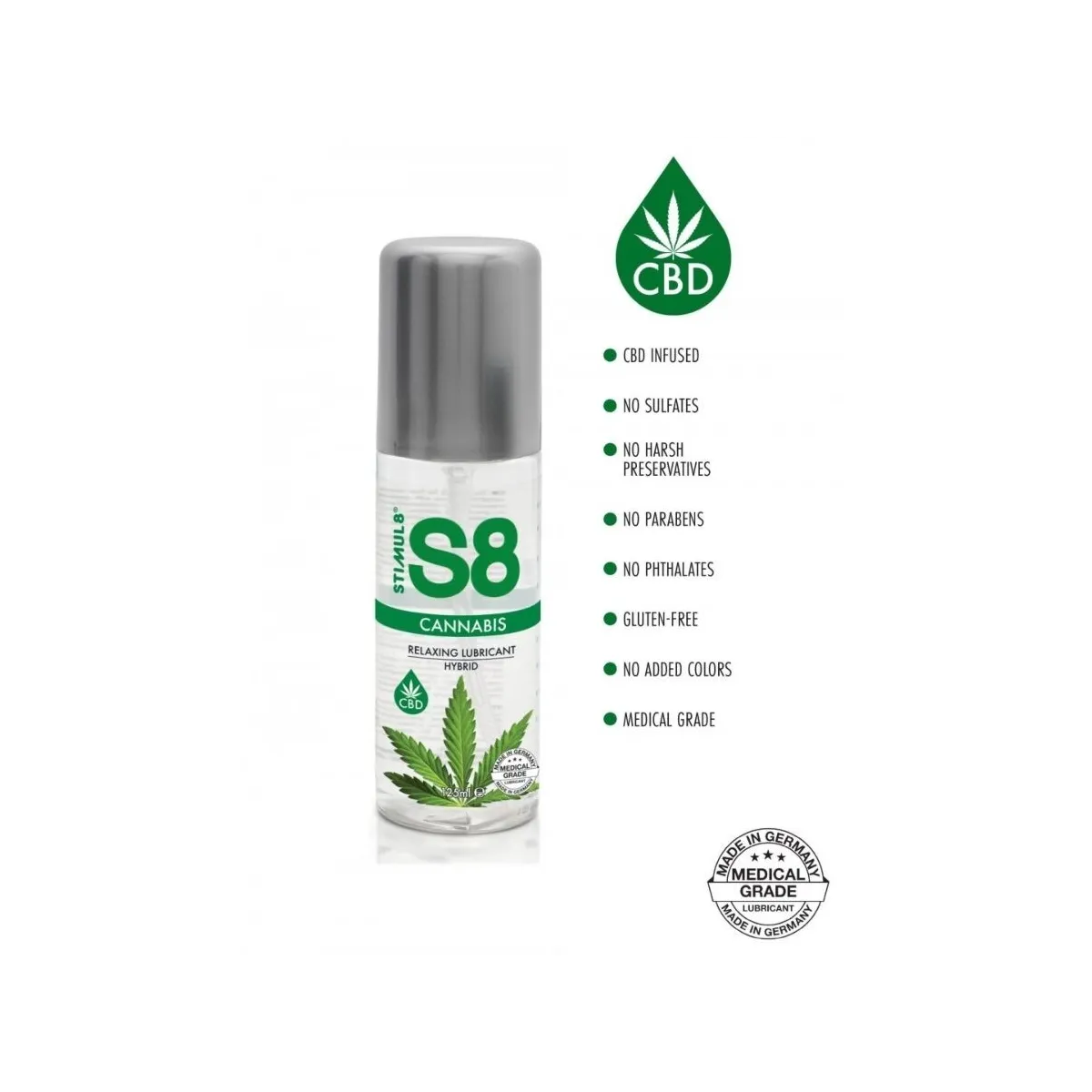 S8 Cannabis Hybrid-Gleitmittel 125 ml von Stimul8 | Fesselliebe.de