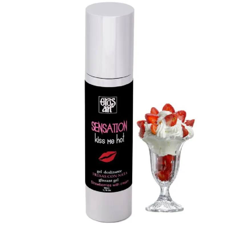Sensattion natürliches Gleitmittel Erdbeer mit Creme 50 ml von Eros-Art | Fesselliebe.de