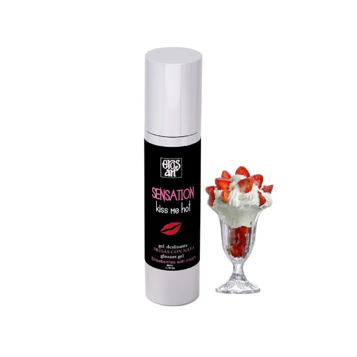Sensattion natürliches Gleitmittel Erdbeer mit Creme 50 ml von Eros-Art | Fesselliebe.de