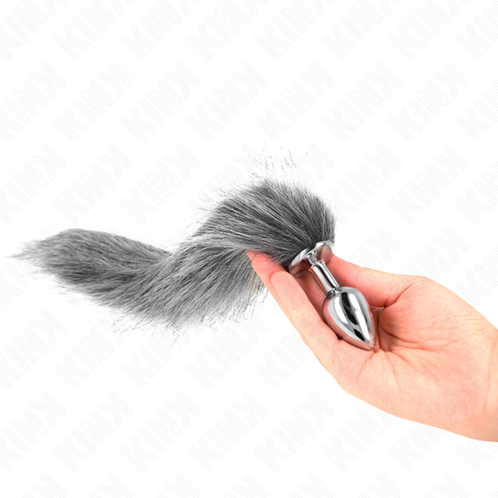 Anal Plug Grösse S 7 X 3 cm mit Kunststoffschwanz 40 cm Grau von Kink Pleasure Plugs | Fesselliebe.de