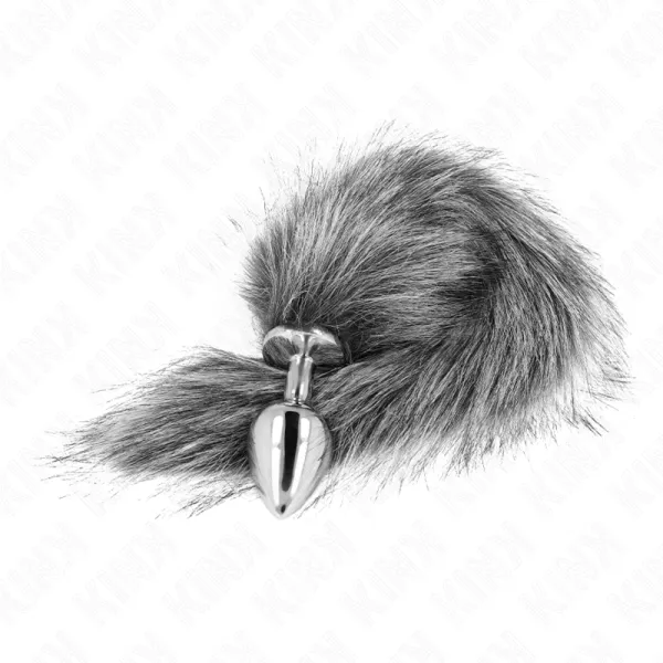 Anal Plug Grösse M 8 X 3,5 cm mit Kunststoffschwanz 40 cm Grau von Kink Pleasure Plugs | Fesselliebe.de