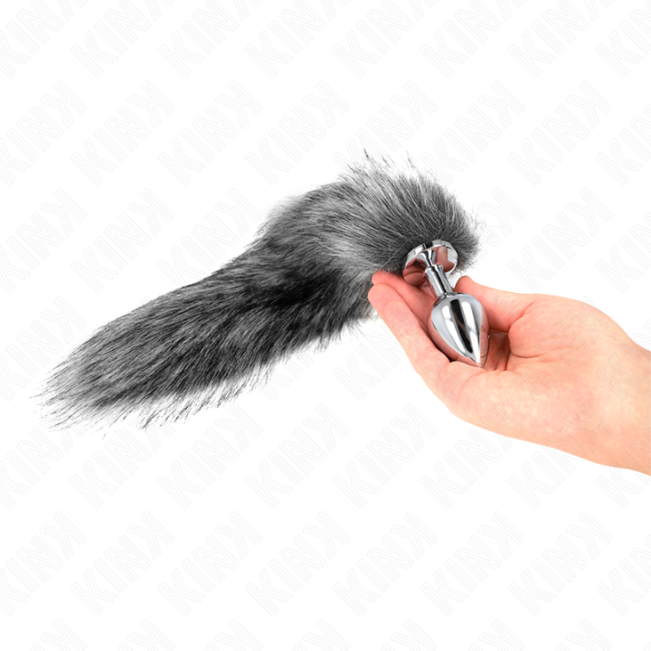 Anal Plug Grösse M 8 X 3,5 cm mit Kunststoffschwanz 40 cm Grau von Kink Pleasure Plugs | Fesselliebe.de