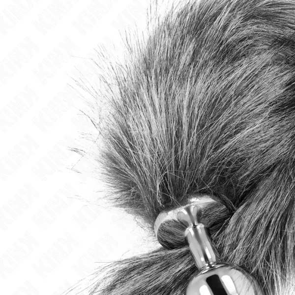 Anal Plug Grösse M 8 X 3,5 cm mit Kunststoffschwanz 40 cm Grau von Kink Pleasure Plugs | Fesselliebe.de