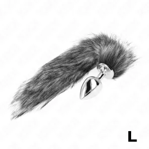 Anal Plug Grösse L 10 X 4 cm mit Kunststoffschwanz 40 cm Grau von Kink Pleasure Plugs | Fesselliebe.de