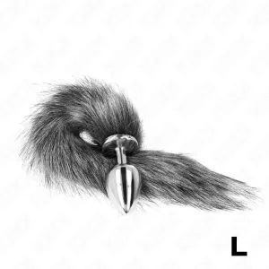 Anal Plug Grösse L 10 X 4 cm mit Kunststoffschwanz 40 cm Grau von Kink Pleasure Plugs