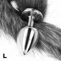 Anal Plug Grösse L 10 X 4 cm mit Kunststoffschwanz 40 cm Grau von Kink Pleasure Plugs