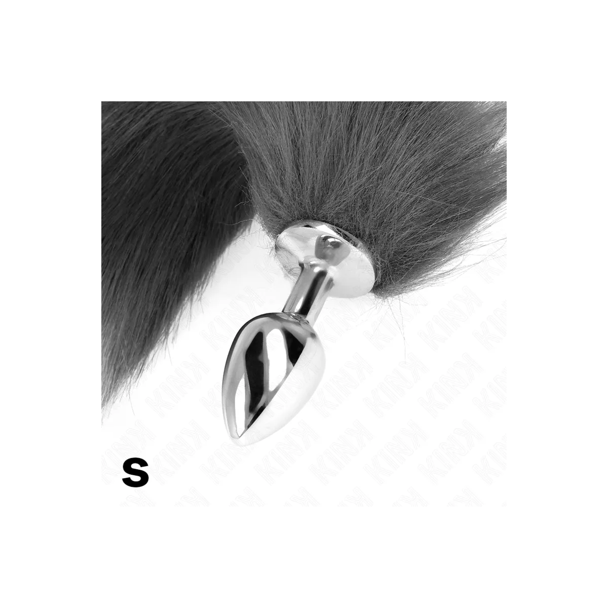 Anal Plug Grösse S 7 X 3 cm mit Kunststoffschwanz 40 cm Grau und Weiss von Kink Pleasure Plugs | Fesselliebe.de