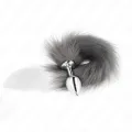 Anal Plug Grösse M 8 X 3,5 cm mit Kunststoffschwanz 40 cm Grau und Weiss von Kink Pleasure Plugs
