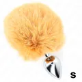 Edelstahl-Plug 7 X 3 cm mit Beigem Rabbitschwanz aus Kunstfell 8 cm von Kink Pleasure Plugs